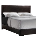 Clara Dark Brown Queen Panel Bed Box Spring Required Queen Brown Wood Bedroom Contemporary,Modern Rubberwood Panel Faux Leather Upholstered