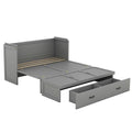Queen Size Murphy Bed With Usb Port And A Large Drawer, Gray Gray Solid Wood Mdf