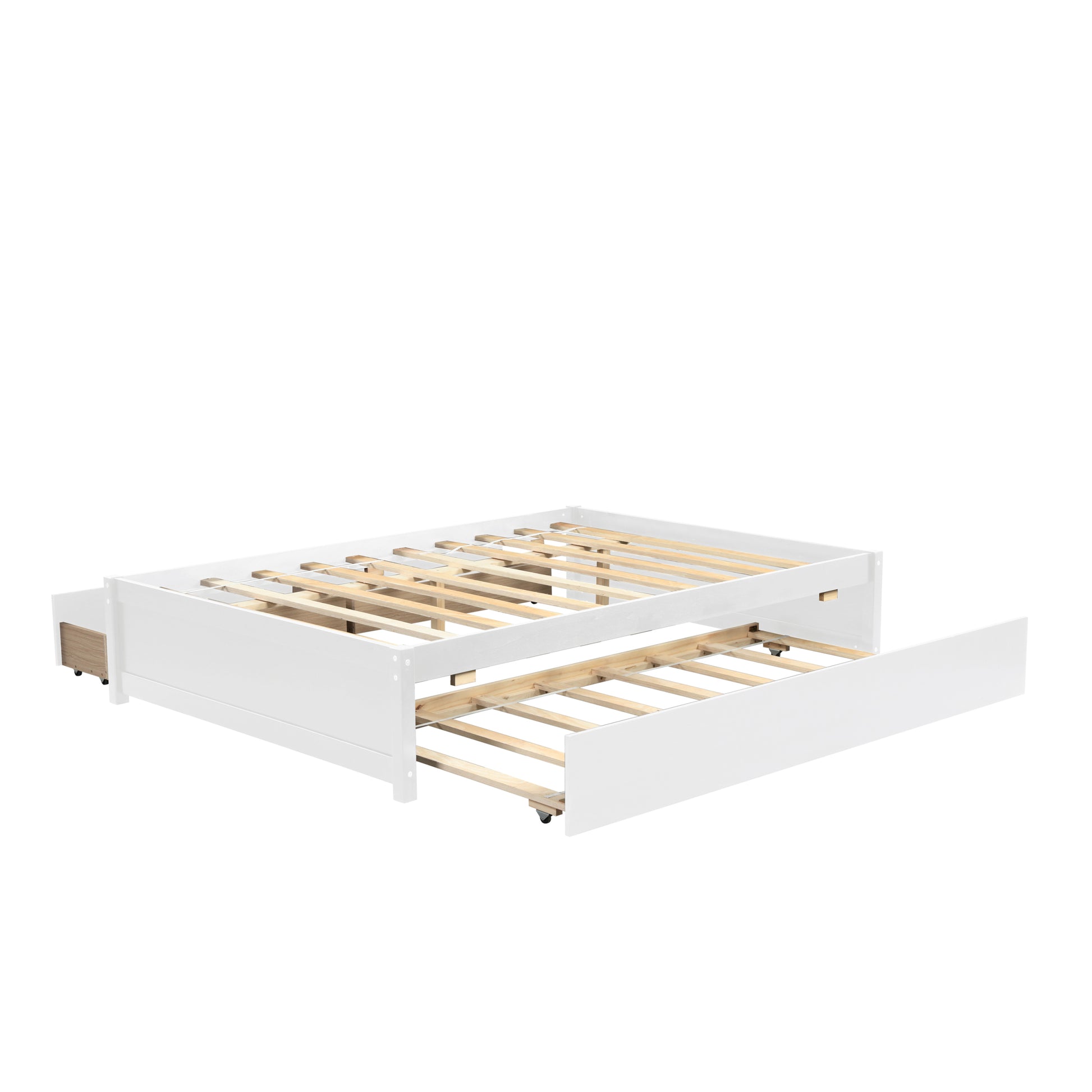 Full Bed With Twin Trundle And Two Drawers For White Color Full White Solid Wood