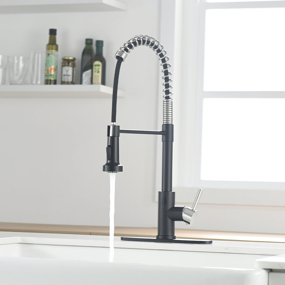 Touchless Kitchen Faucet,Hands Free Automatic Smart Kitchen Faucet Black And Silver Kitchen Contemporary Ceramic Stainless Steel