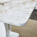 Modern Minimalist White Marble Patterned Dining Table, Bar Table. A Rectangular Office Desk. Game Table. Table. Used In Restaurants, Living Rooms, Terraces, Kitchens 63