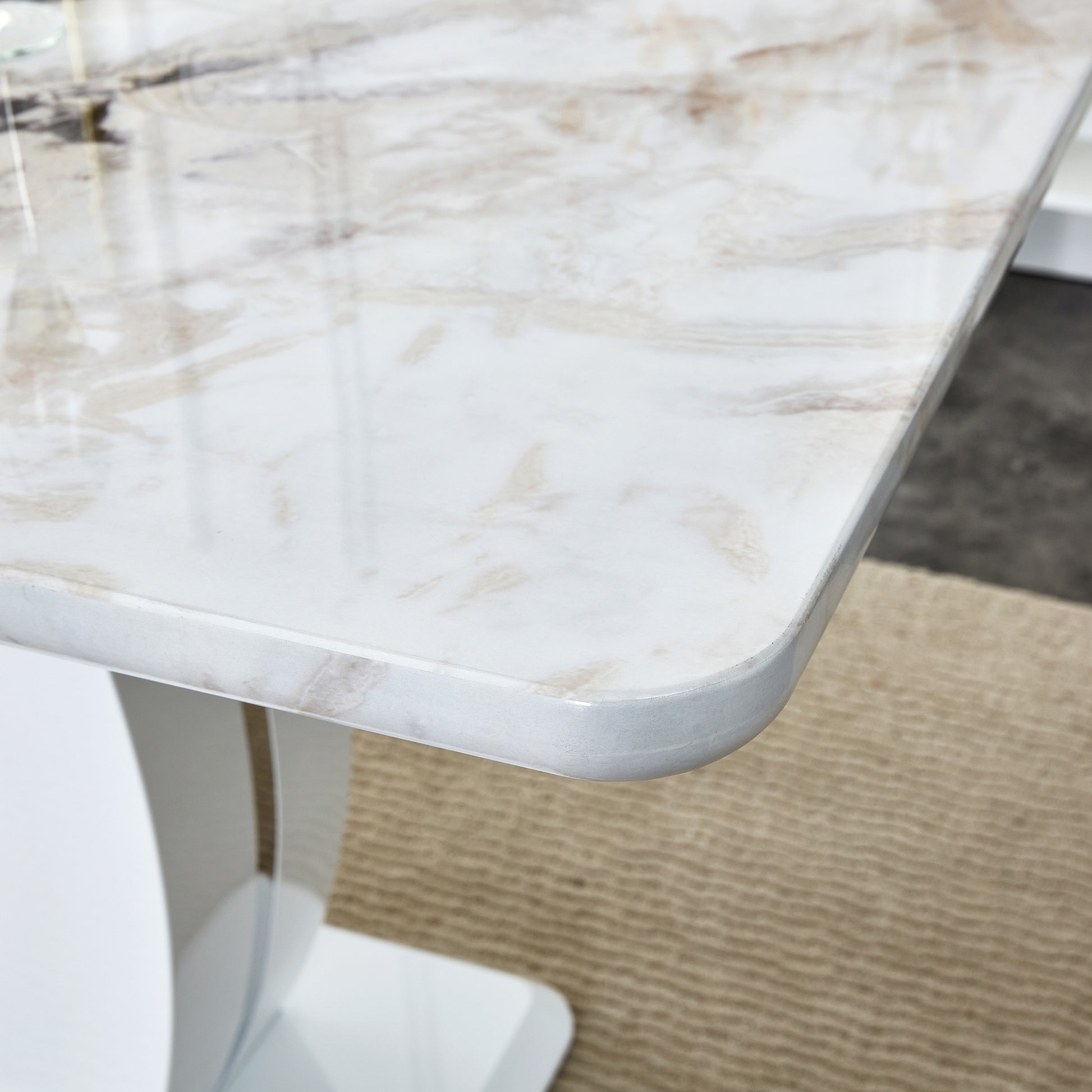 Modern Minimalist White Marble Patterned Dining Table, Bar Table. A Rectangular Office Desk. Game Table. Table. Used In Restaurants, Living Rooms, Terraces, Kitchens 63"*37"* 36.2" 1280 White Mdf