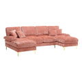 United Modern Large Chenille Fabric U Shape Sectional Sofa Pink Chenille