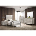 Metallic Sterling Panel Bed With Tapered Legs Twin Silver Wood Bedroom Glam Rubberwood Panel Wood