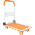 Push Cart Dolly, Moving Platform Hand Truck, Foldable For Easy Storage And 360 Degree Swivel Wheels With 330Lb Weight Capacity Orange Steel