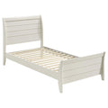 White Twin Platform Sleigh Bed Twin Ivory Wood Bedroom Coastal Rubberwood Kids Wood