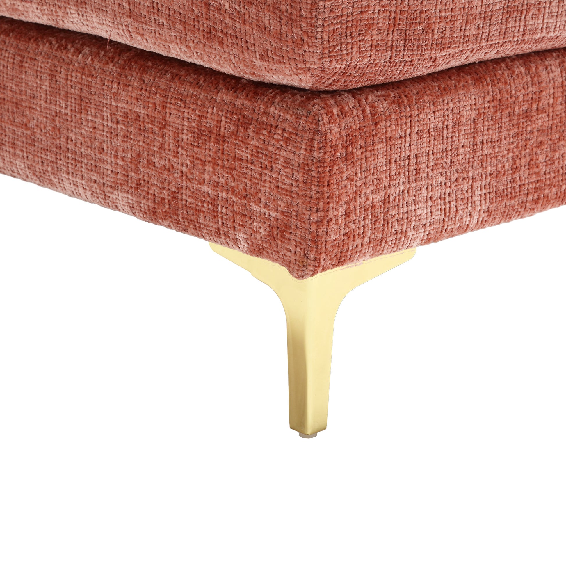 United Modern Large Chenille Fabric U Shape Sectional Sofa Pink Chenille