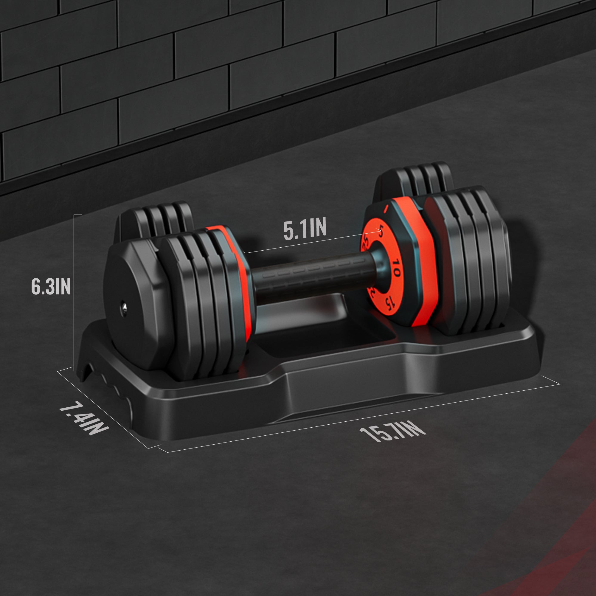 25lb 5 in 1 Single Adjustable Dumbbell Free