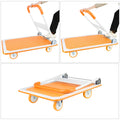 Foldable Push Cart Dolly 660 Lb. Capacity Heavy Duty Moving Platform Hand Truck Folding & Rolling White & Orange Flatbed Carts Orange Steel