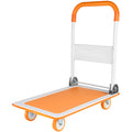 Push Cart Dolly, Moving Platform Hand Truck, Foldable For Easy Storage And 360 Degree Swivel Wheels With 330Lb Weight Capacity Orange Steel