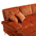 United Modern Large Chenille Fabric U Shape Sectional Sofa Orange Chenille