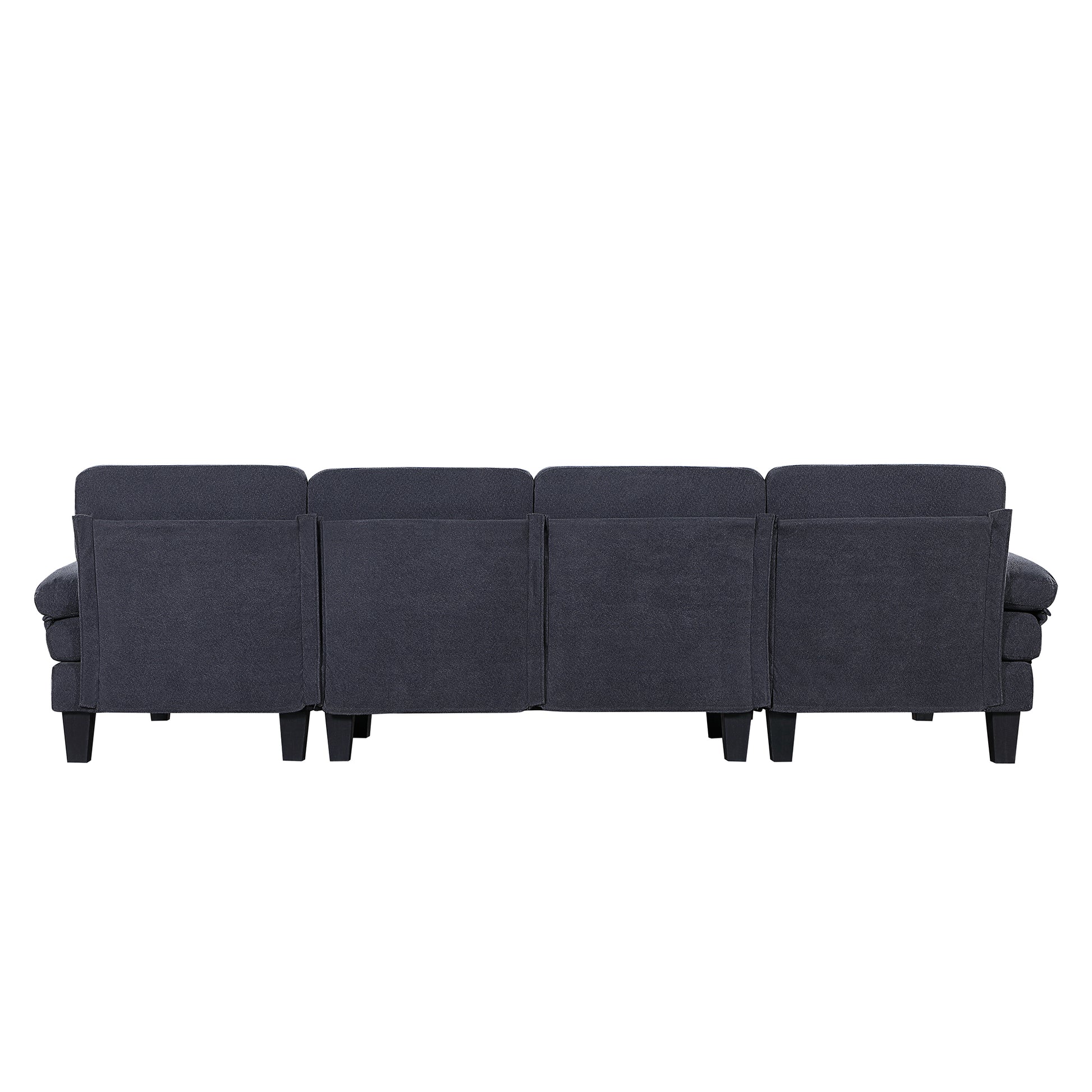 112*56" Granular Velvet Sofa,U Shaped Couch With Oversized Seat,6 Seat Sofa Bed With Double Chaise,Comfortable And Spacious Indoor Furniture For Living Room,Apartment,2 Colors Dark Gray Velvet 6 Seat