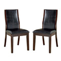 Set Of 2 Espressodining Chairs In Brown Cherry Finish Solid Espresso Dining Room Side Chair Faux Leather