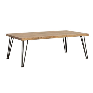 Natural And Matte Black Coffee Table With Hairpin Leg Brown Primary Living Space Farmhouse,Rustic Tabeltop Acacia Rectangular Coffee & End Tables Powder Coated Wood Hairpin