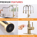 Touchless Kitchen Faucet,Hands Free Automatic Smart Kitchen Faucet Brushed Nickel Gold Smart Kitchen Faucet Brushed Gold Kitchen Contemporary Ceramic Brass