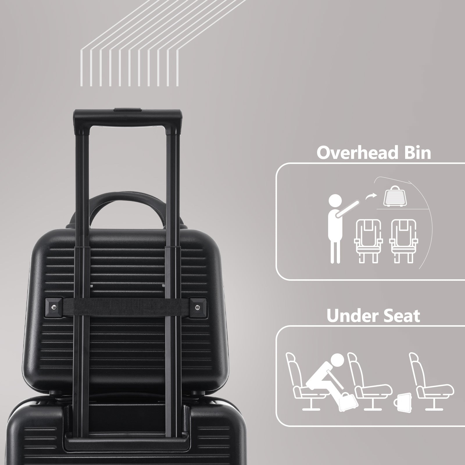 Carry on Luggage 20 Inch Front Open Luggage black-abs