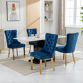 Nikki Collection Modern, High End Tufted Solid Wood Contemporary Velvet Upholstered Dining Chair With Golden Stainless Steel Plating Legs,Nailhead Trim,Set Of 2,Blue And Gold, Sw1601Bl Blue American Design Rubberwood Foam Velvet