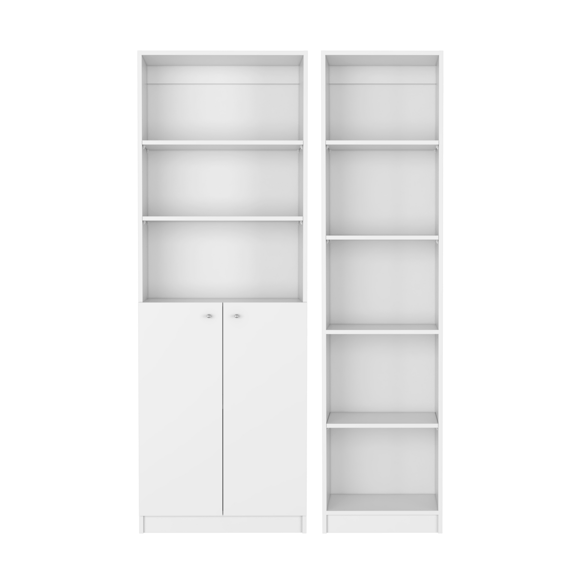 Cedar 2 Piece Living Room Set With 2 Bookcases, White White Particle Board Engineered Wood