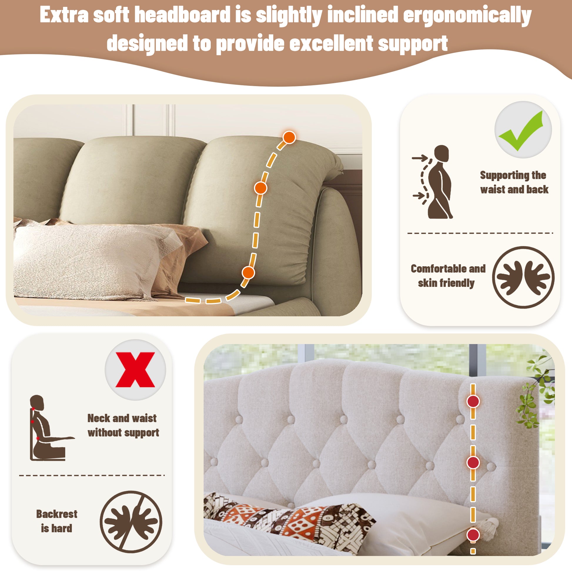 King Size Luxury Upholstered Bed With Thick Headboard, Velvet King Bed With Oversized Padded Backrest, Cinerous Expect Arrive Date 2024 3 9 King Stone Gray Velvet