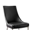 Set Of 2Dining Chairs In Sliver And Black Solid Black Dining Room Side Chair Faux Leather