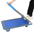 Upgraded Foldable Push Cart Dolly 330 Lbs. Capacity Moving Platform Hand Truck Heavy Duty Space Saving Collapsible Swivel Push Handle Flat Bed Wagon Blue Steel