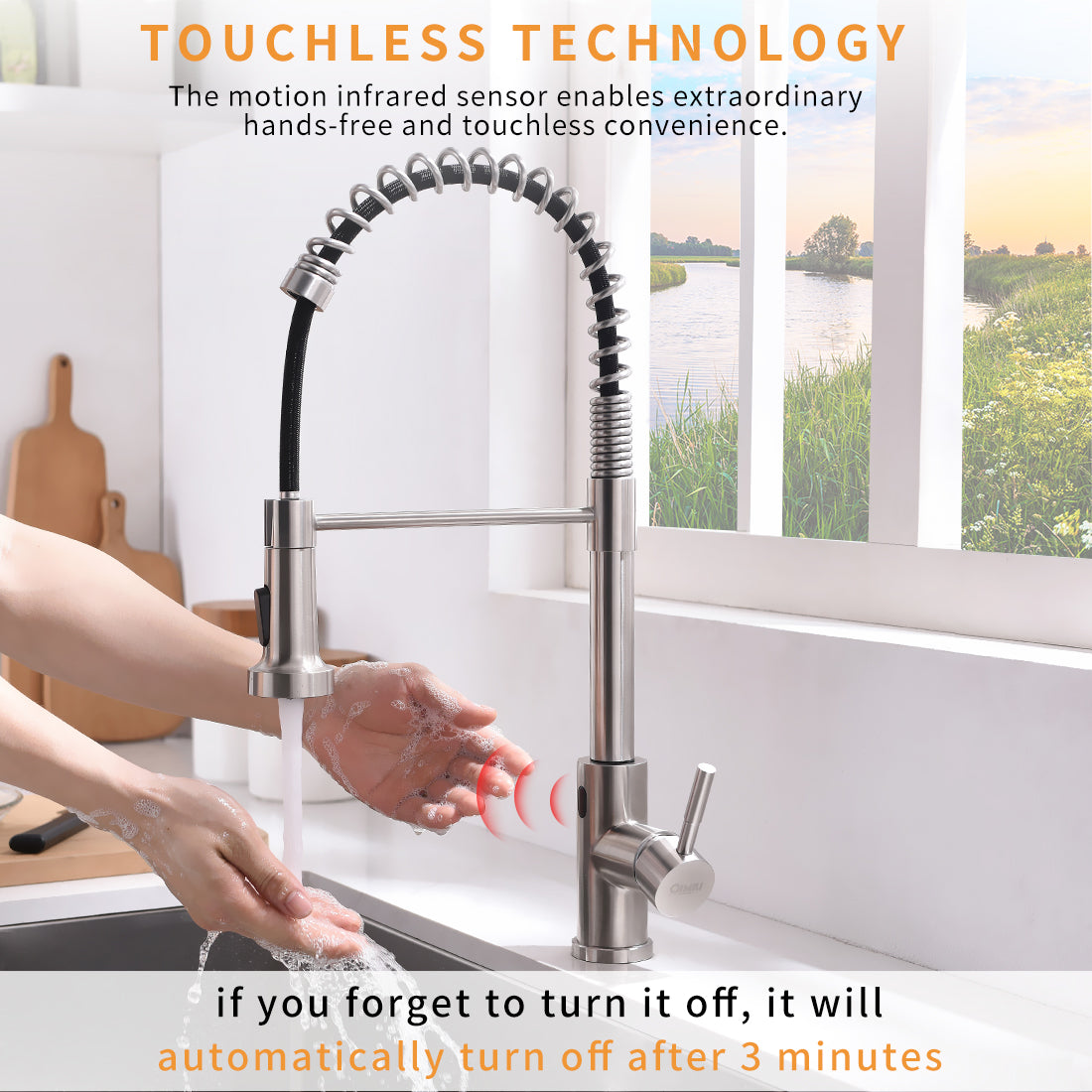 Touchless Kitchen Faucet,Hands Free Automatic Smart Kitchen Faucet Black Smart Kitchen Faucet Brushed Nickel Kitchen Contemporary Ceramic Brass