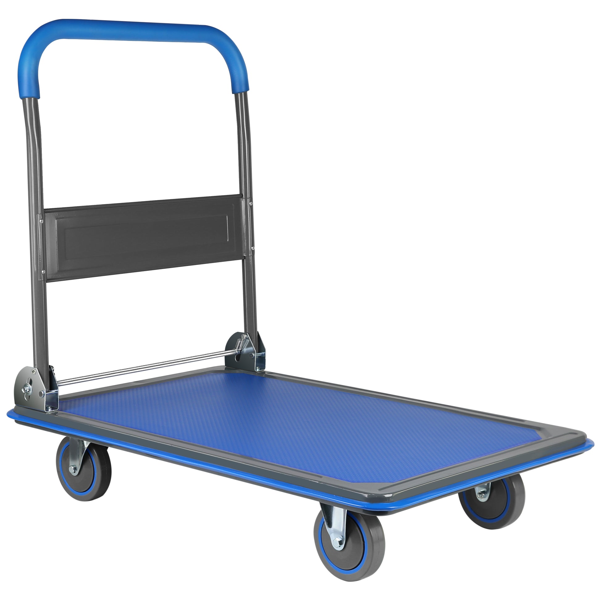 Dolly Cart Platform Truck 660Lbs Folding Foldable Push Cart Dolly Flatbed Dolly Metal With Wheels Hand Trucks Platform Truck Luggage Cart Heavy Duty Rolling Tool Cart Blue Steel