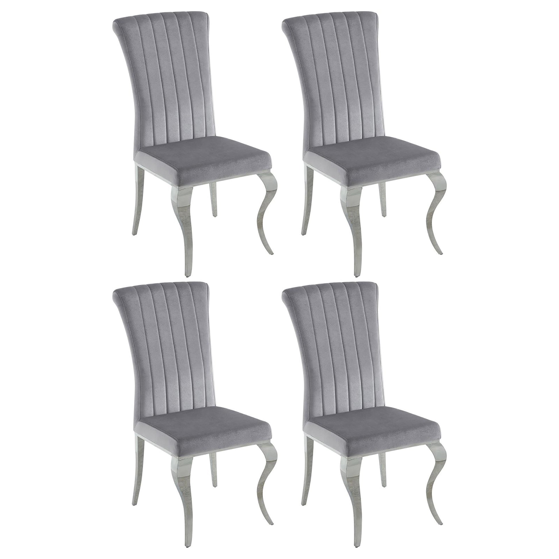 Grey Upholstered Side Chairs Set Of 4 Grey Dining Room Polished Rectangular Contemporary,Modern Side Chair Solid Back Upholstered