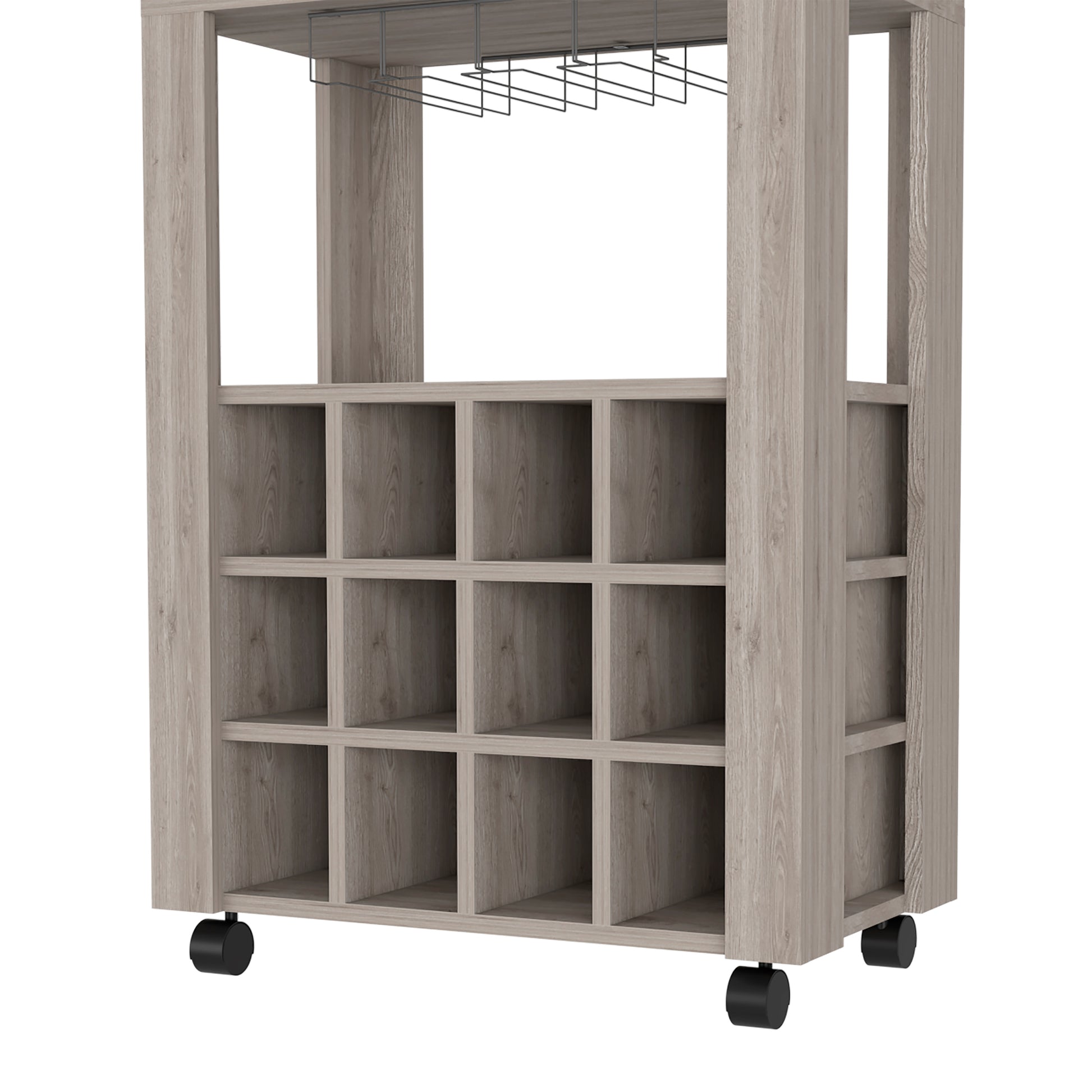 Depot E Shop Margh Bar Cart Drawer, Light Gray Gray Particle Board Particle Board