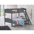 Grey Twin Full Bunk Bed With Arched Headboard Twin Grey Wood Gray Bedroom Transitional Rubberwood Bunk Wood