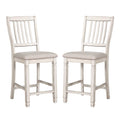 Pack Of 2 Counter Height Chairs In Antique White And Light Gray Solid Antique White Dining Room Dining Chairs Slat Back Wood Fabric