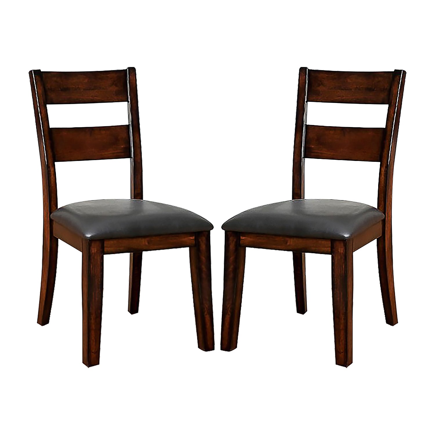 Pack Of 2 Paddedside Chairs In Dark Cherry Solid Cherry Dining Room Dining Chairs Ladder Back Faux Leather