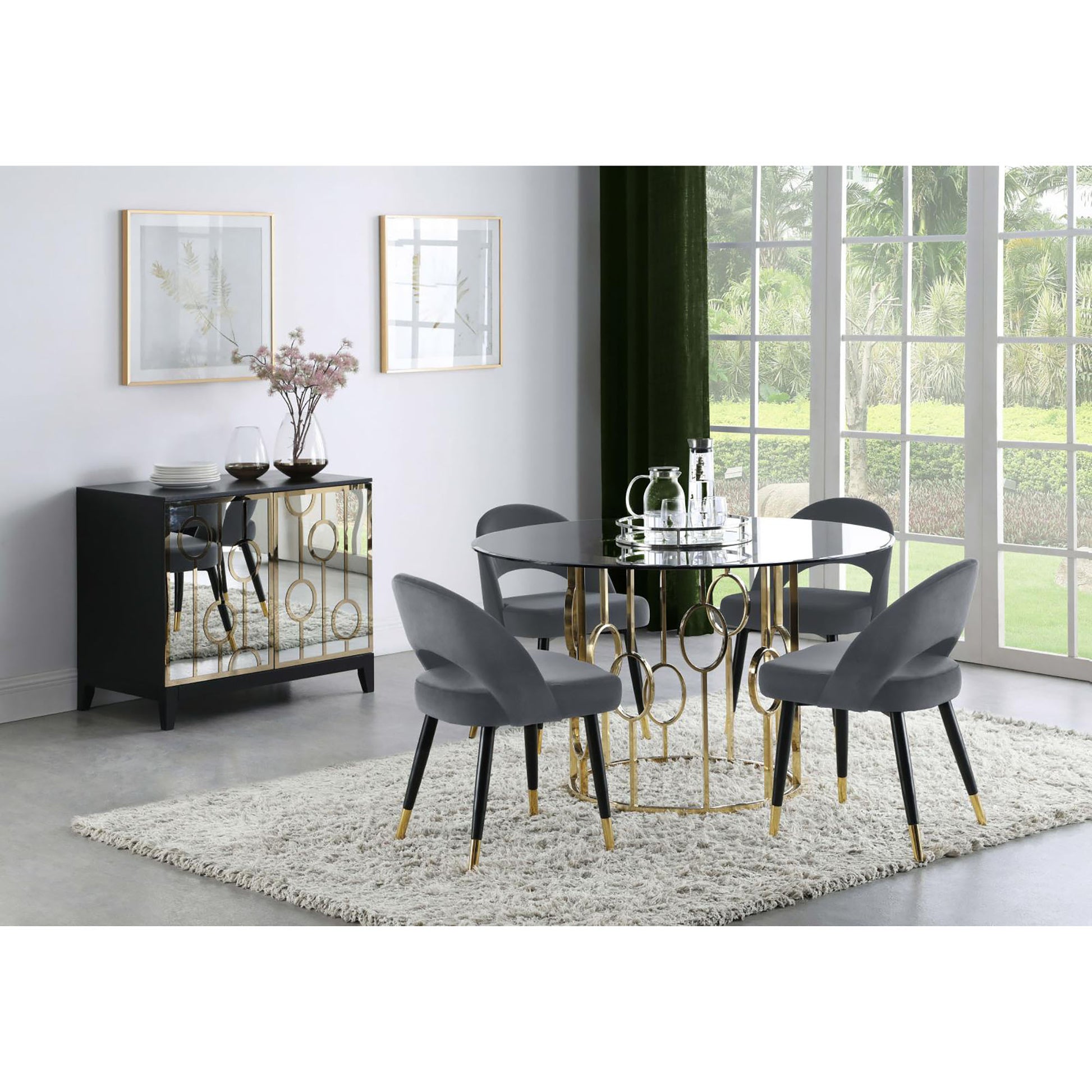 Grey And Black Arched Back Side Chairs Set Of 2 Grey Dining Room Glam Side Chair Open Back Upholstered