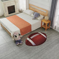 Football Shape Machine Washable Extra Soft Printed Decorative Area Rug Brown Polyester