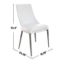 Set Of 2Dining Chairs In Sliver And White Solid White Dining Room Dining Chairs Faux Leather