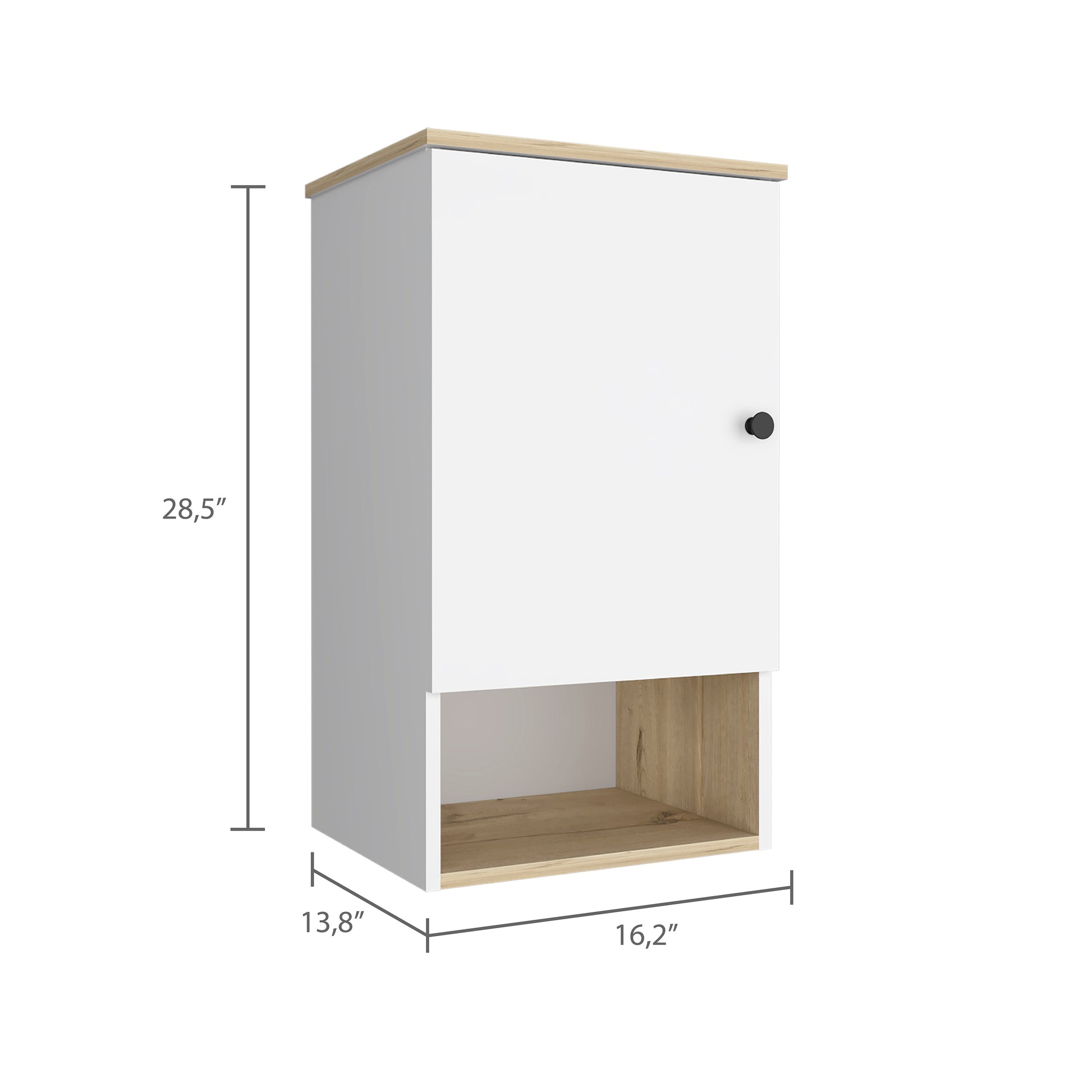 Medicine 28H" Single Door Cabinet, One Shelf, Two Interior Shelves, Light Oak White Multicolor Particle Board Particle Board