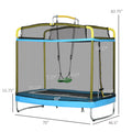 Qaba 3 In 1 Trampoline For Kids, 6.9' Kids Trampoline With Enclosure, Swing, Gymnastics Bar, Toddler Trampoline For Outdoor Indoor Use, Light Blue Blue Steel