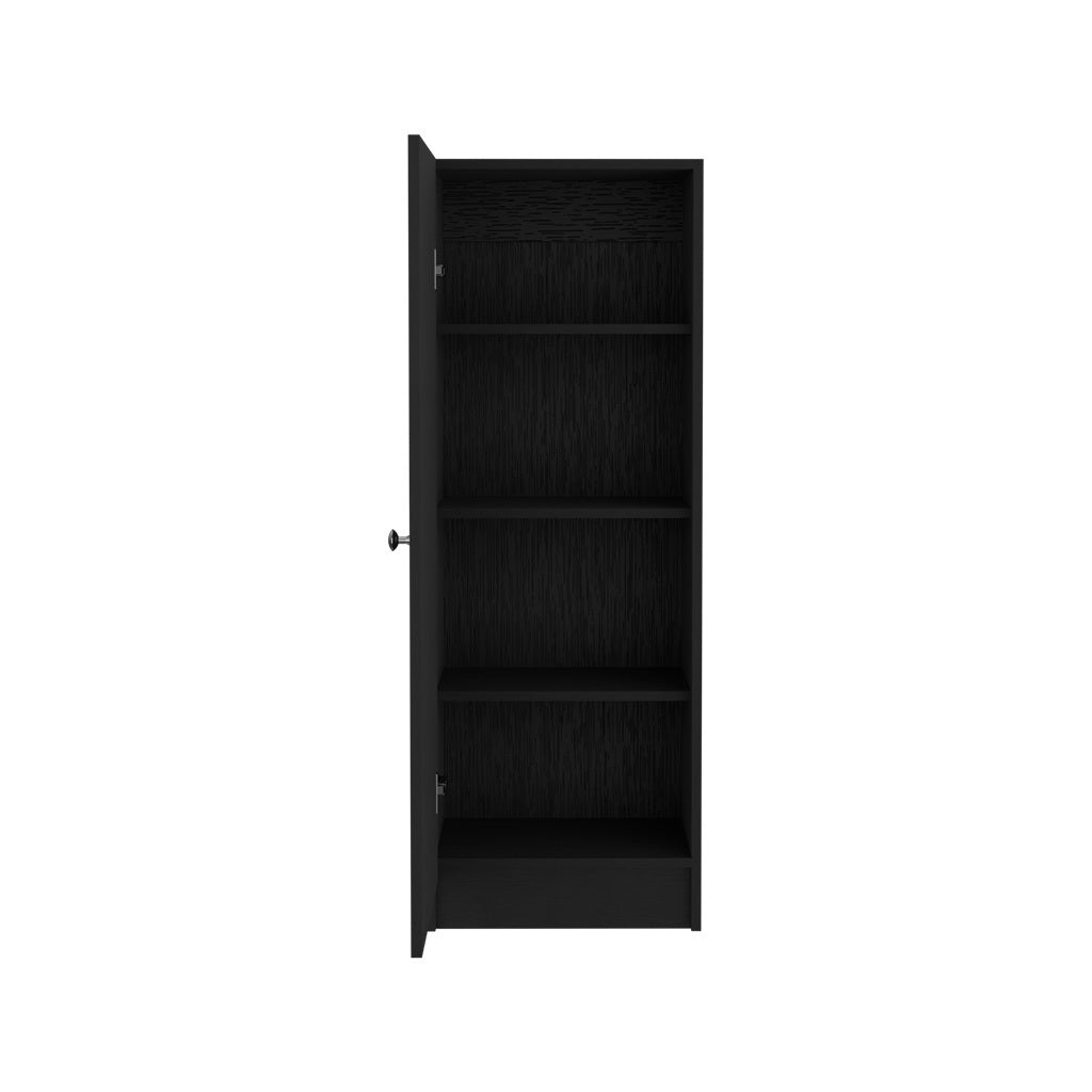 Kitchen Pantry 47" H, One Door Cabinet, Four Interior black-particle board-particle board