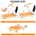 Foldable Push Cart Dolly 660 Lb. Capacity Heavy Duty Moving Platform Hand Truck Folding & Rolling White & Orange Flatbed Carts Orange Steel