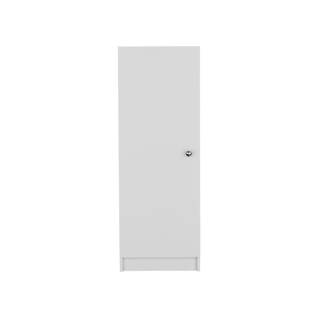 Kitchen Pantry 47" H, One Door Cabinet, Four Interior Shelves, White White Particle Board Particle Board