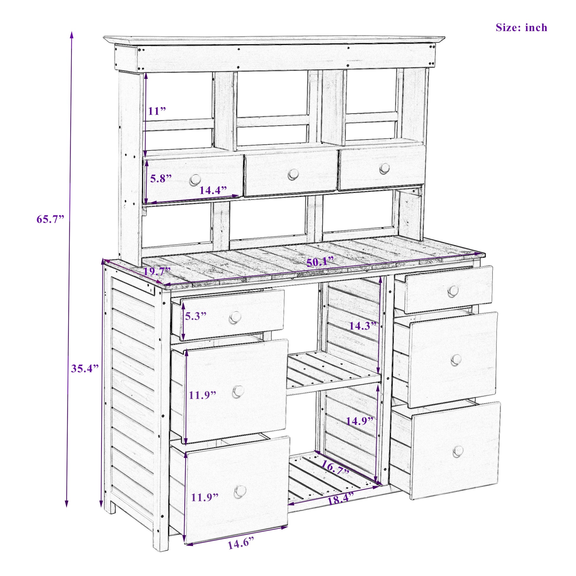 Garden Potting Bench Table, Rustic And Sleek Design With Multiple Drawers And Shelves For Storage, White And Gray White Gray Garden & Outdoor Rustic Wood