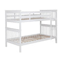 White Slatted Headboard Twin Twin Bunk Bed Twin White Wood White Bedroom Transitional Pine Kids Wood