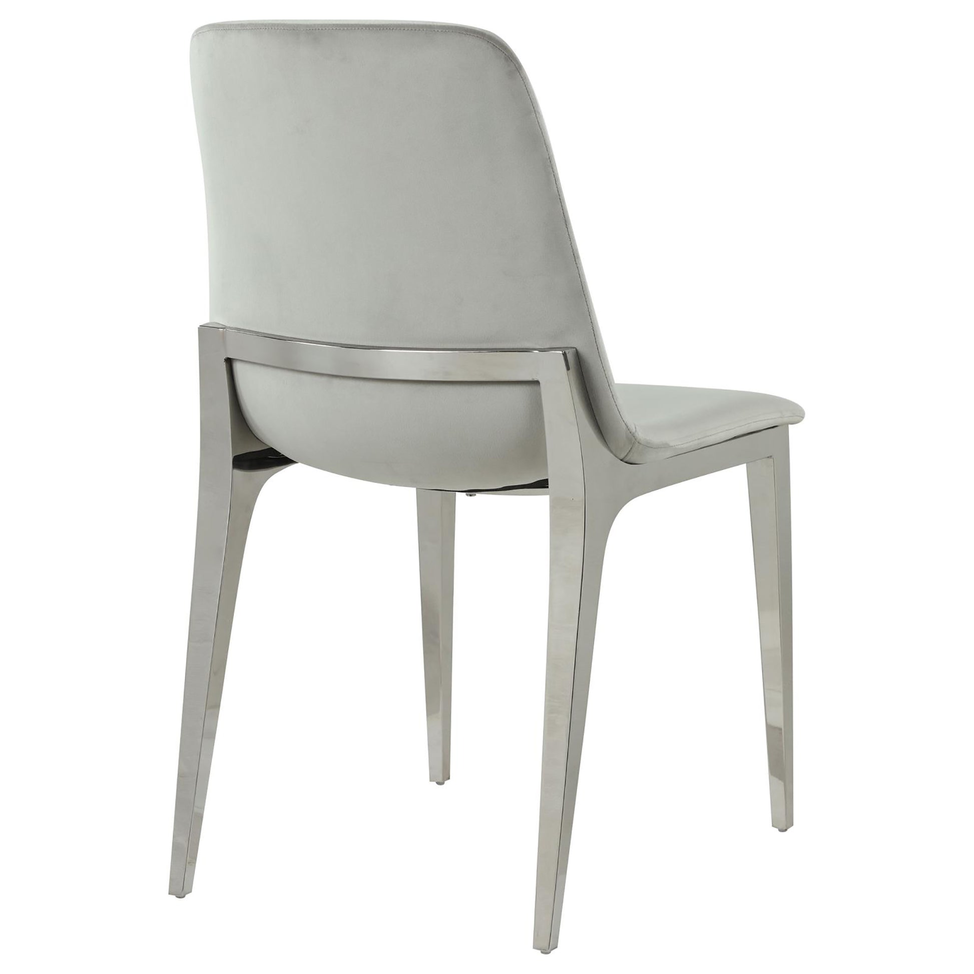 Light Grey And Chrome Side Chairs Set Of 4 Solid Grey Dining Room Contemporary,Modern Side Chair Solid Back Upholstered