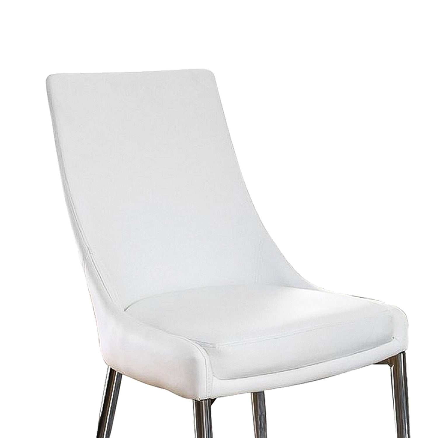 Set Of 2Dining Chairs In Sliver And White Solid White Dining Room Dining Chairs Faux Leather