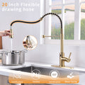 Touchless Kitchen Faucet,Hands Free Automatic Smart Kitchen Faucet Brushed Nickel Gold Smart Kitchen Faucet Brushed Gold Kitchen Contemporary Ceramic Brass