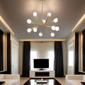 Modern Sputnik Chandelier Lighting 10 Lights With Adjustable Arms Brushed Brass Pendant Lighting Brushed Gold Metal