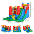 Outsunny 6 In 1 Kids Bounce House Inflatable Water Slide With Pool, Water Cannon, Climbing Wall, Inflator Included, Jumping Castle Kids Backyard Activity Outdoor Water Play Toy Multicolor Fabric