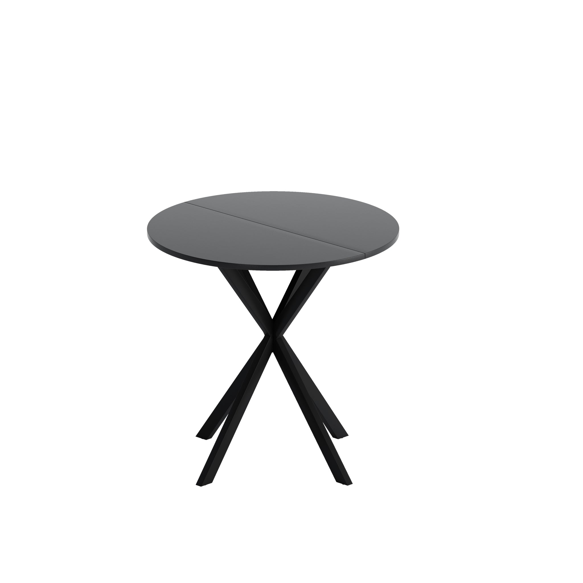 31.5'' Modern Round Dining Table with Crossed Legs black-mdf+metal