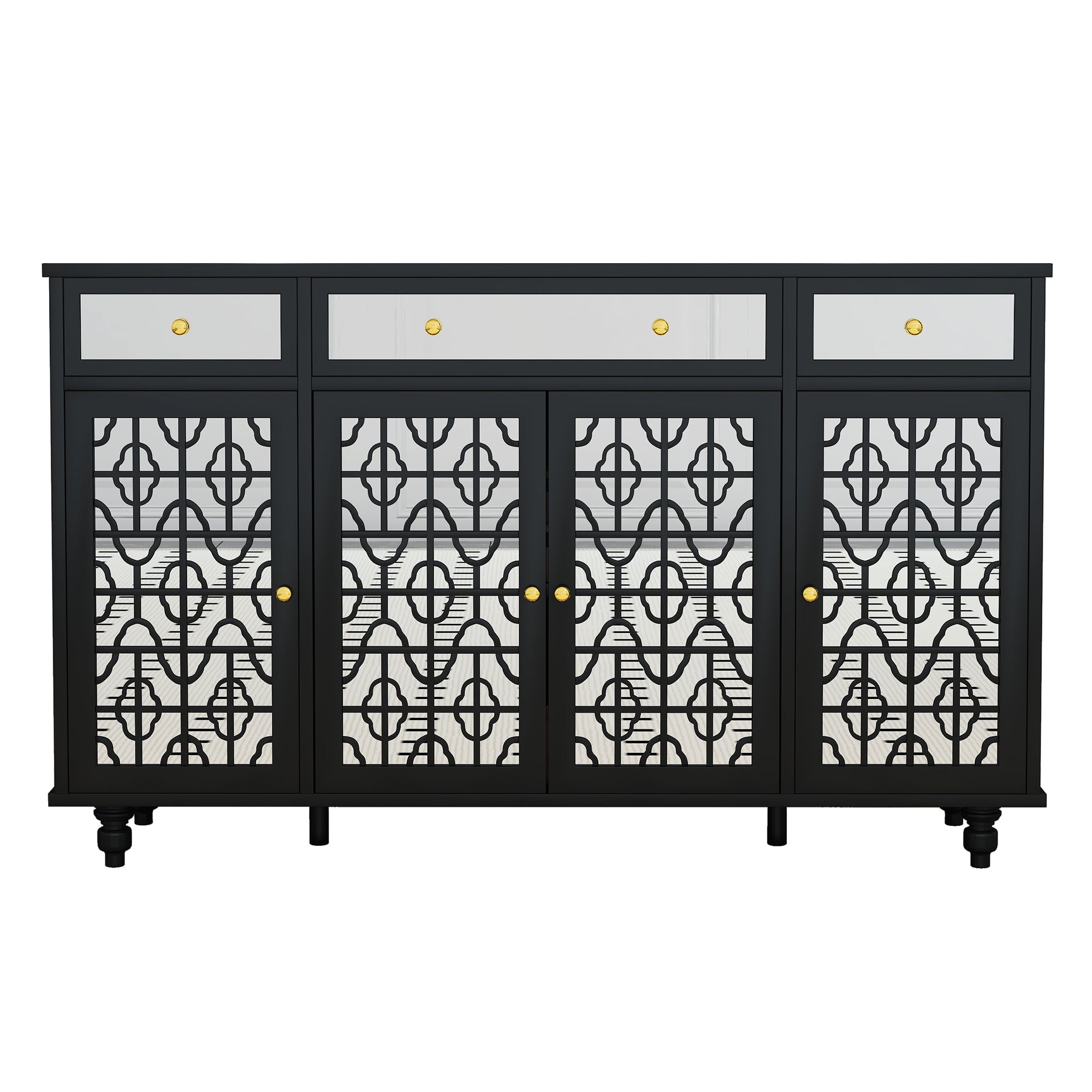 Accent Buffet Sideboard with 4 Mirror Doors,