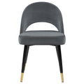 Grey And Black Arched Back Side Chairs Set Of 2 Grey Dining Room Glam Side Chair Open Back Upholstered